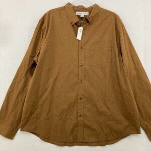 New Old Navy Men's size XXL Regular Fit‎ Brown Tan Cotton Blend Button Up Office
